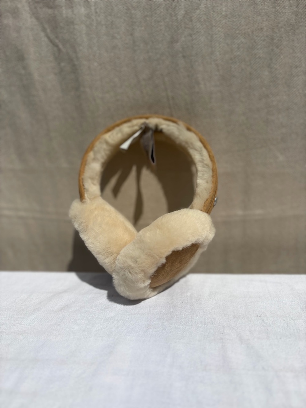UGG Cream Shearling Headband with Branded Tag